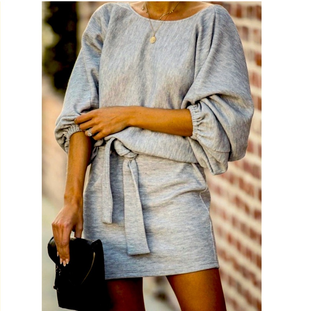 🥀 Gray Knit Wrap Top Reversible Dress, Sz Med, New 🥀 - Picture 2 of 11